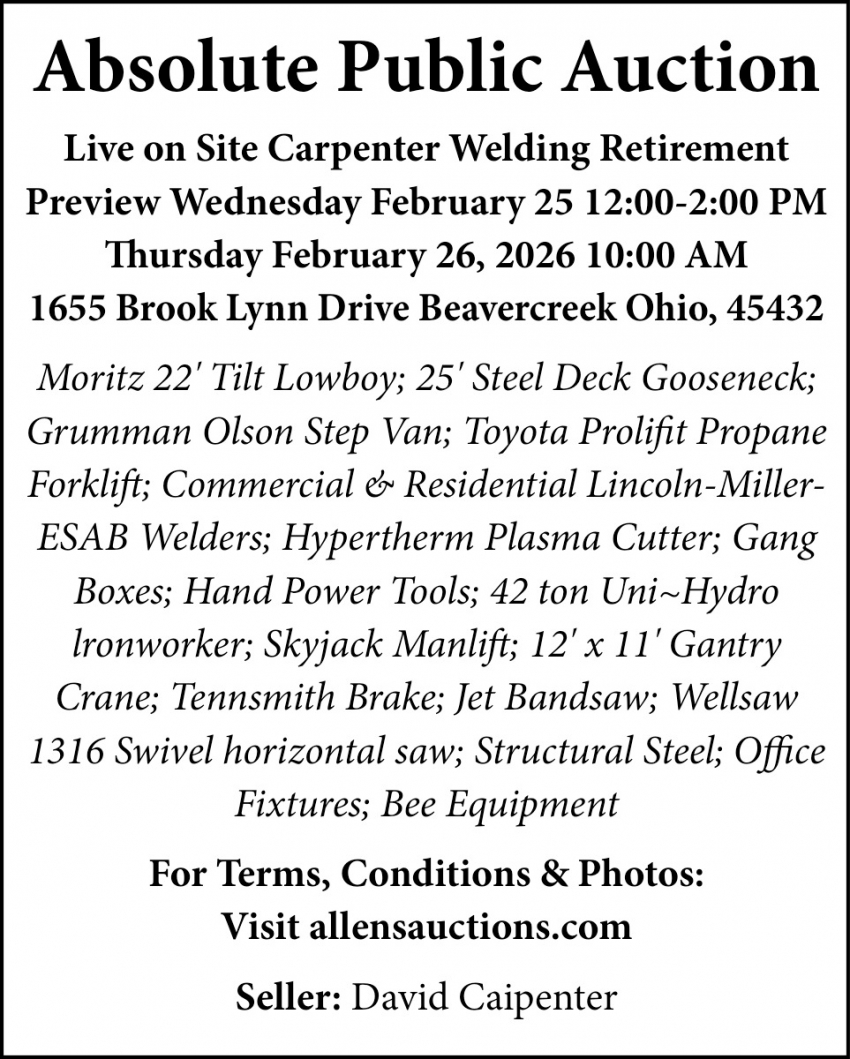 Absolute Public Auction (February 25, 2026)