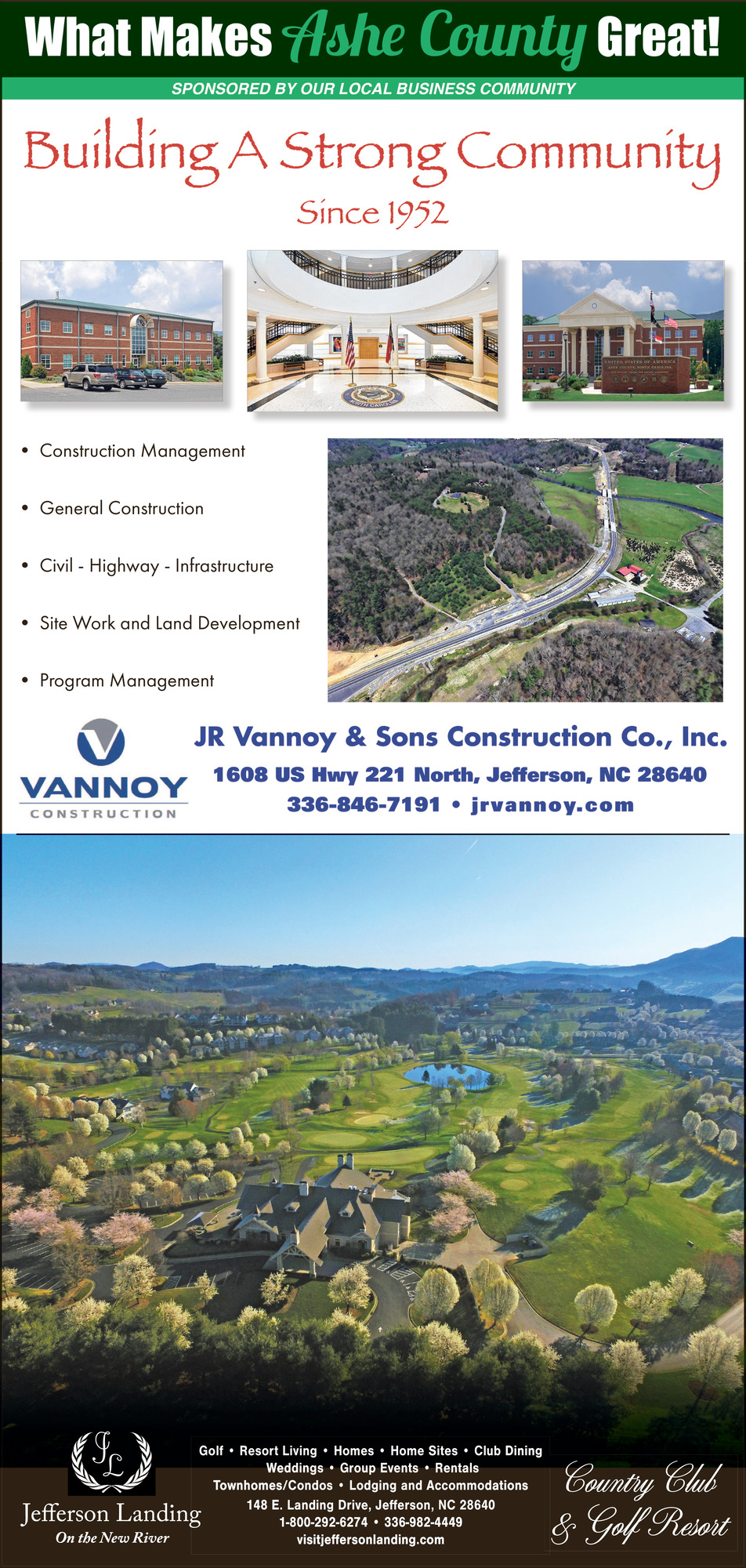 What Makes Ashe County Great!, Vannoy Construction, Jefferson, NC