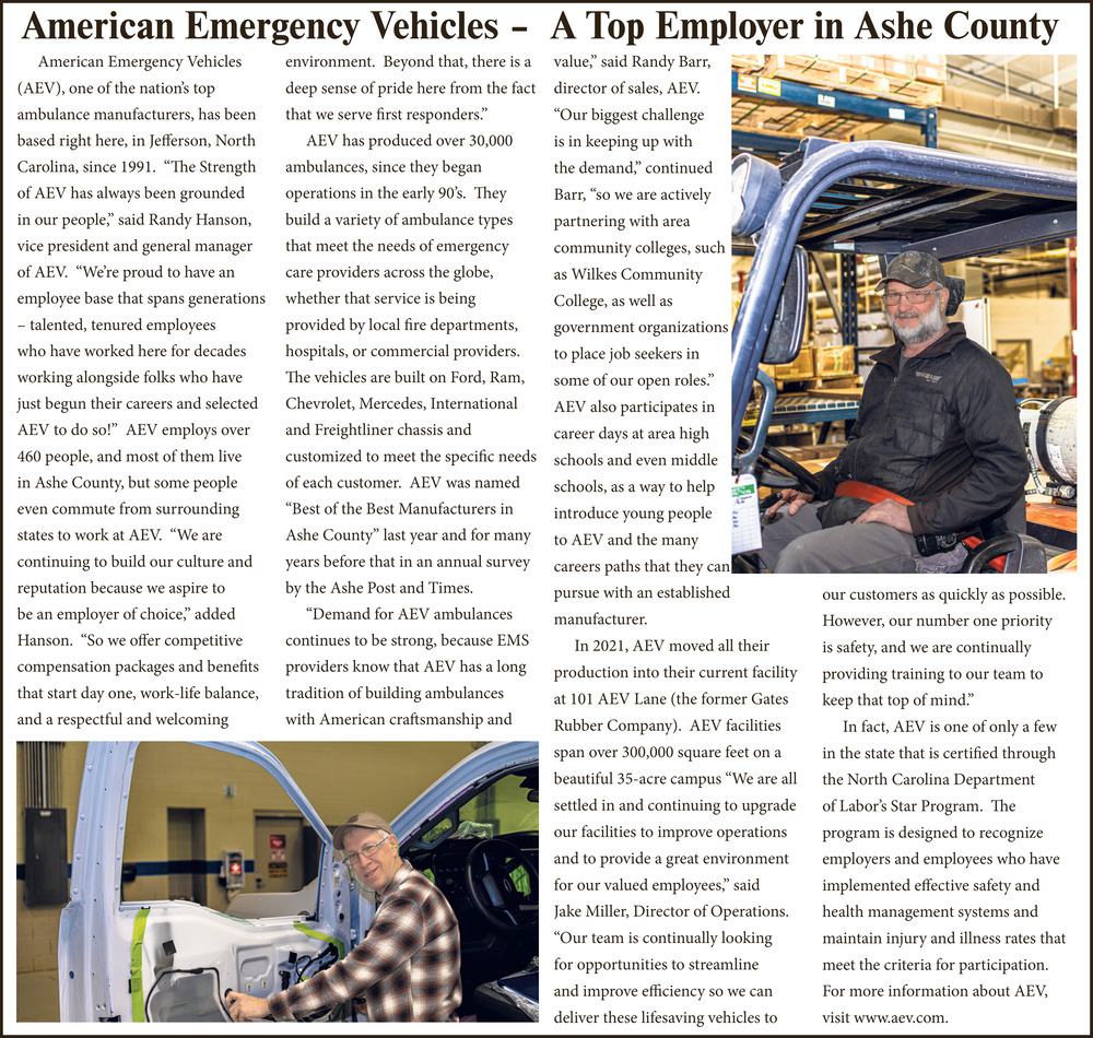 A Top Employer in Ashe County, AEV - American Emergency Vehicles, Jefferson, NC