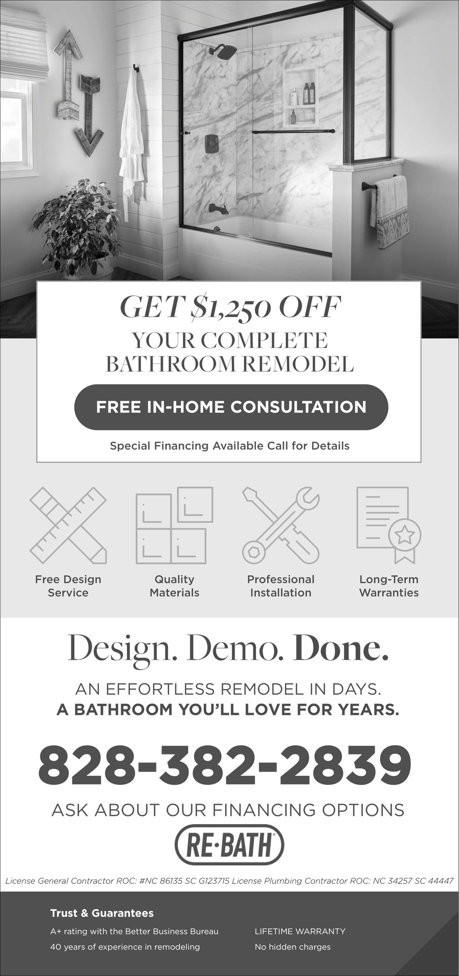 Get $1250 OFF Your Complete Bathroom Remodel, Re-Bath
