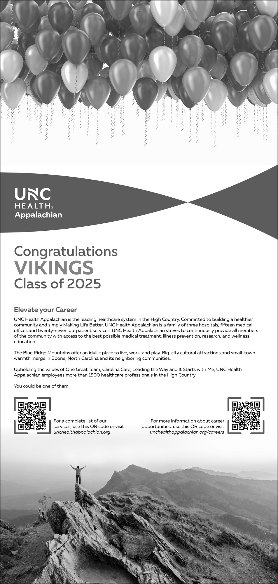 Congratulations Vikings Class of 2025, UNC Health, Boone, NC