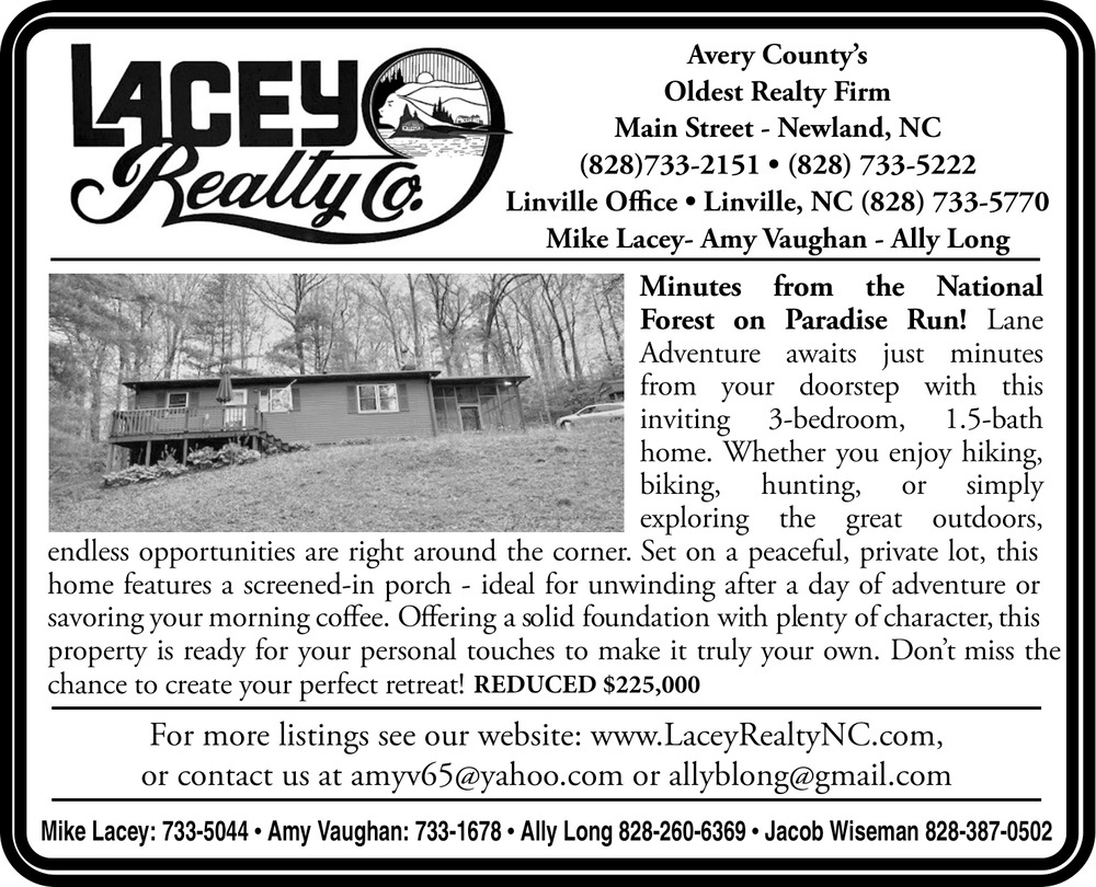 Avery County's Oldest Realty Firm, Lacey Realty Co, Linville, NC