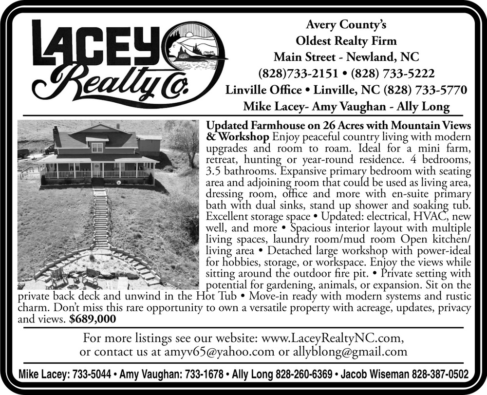 Avery County's Oldest Realty Firm, Lacey Realty Co, Linville, NC
