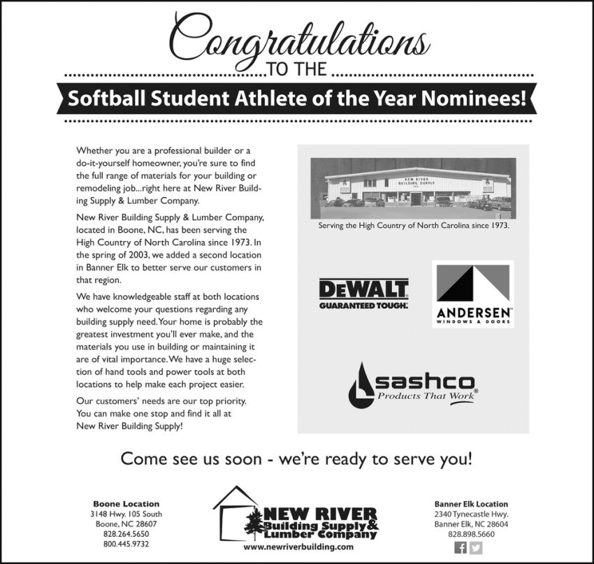 Congratulations To The Softball Student Athlete Of The Year Nominees!