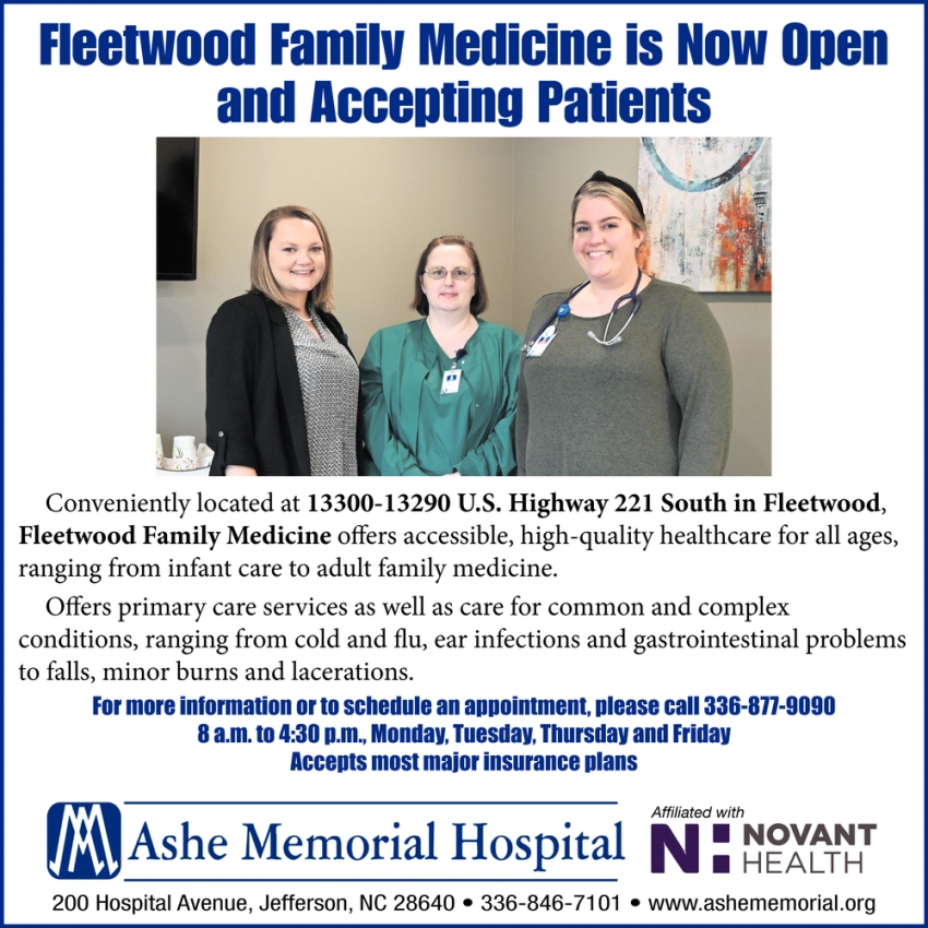 Fleetwood Family Medicine Is Now Open And Accepting Patients