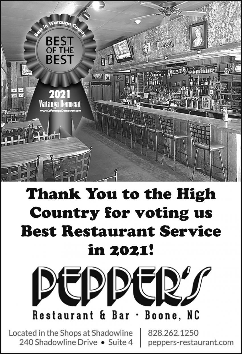 Thank You To The high Country For Votig Us Best Restaurant Service In 2021!