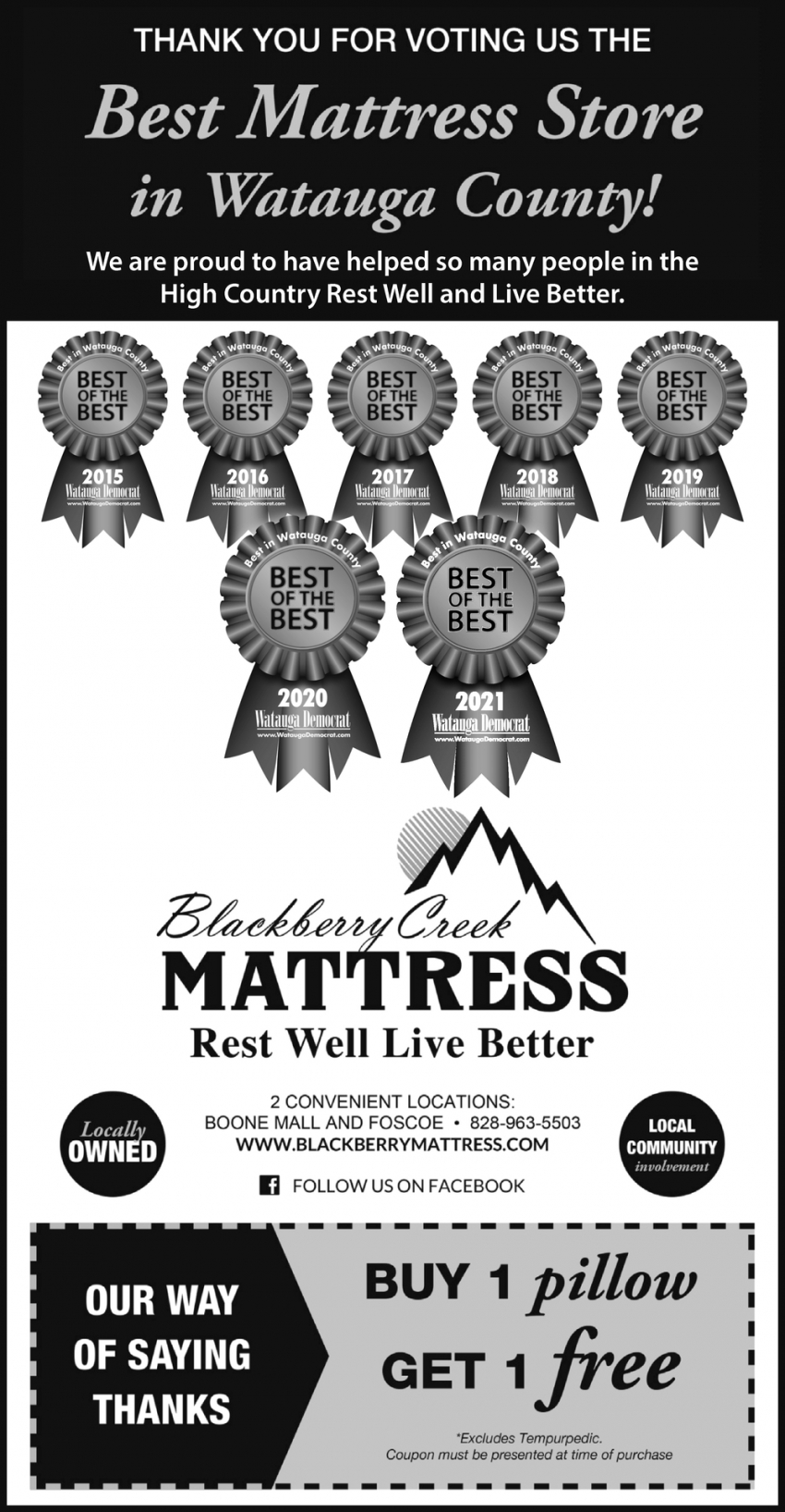 Thank You For Voting Us The Best Matress Store In Watauga
