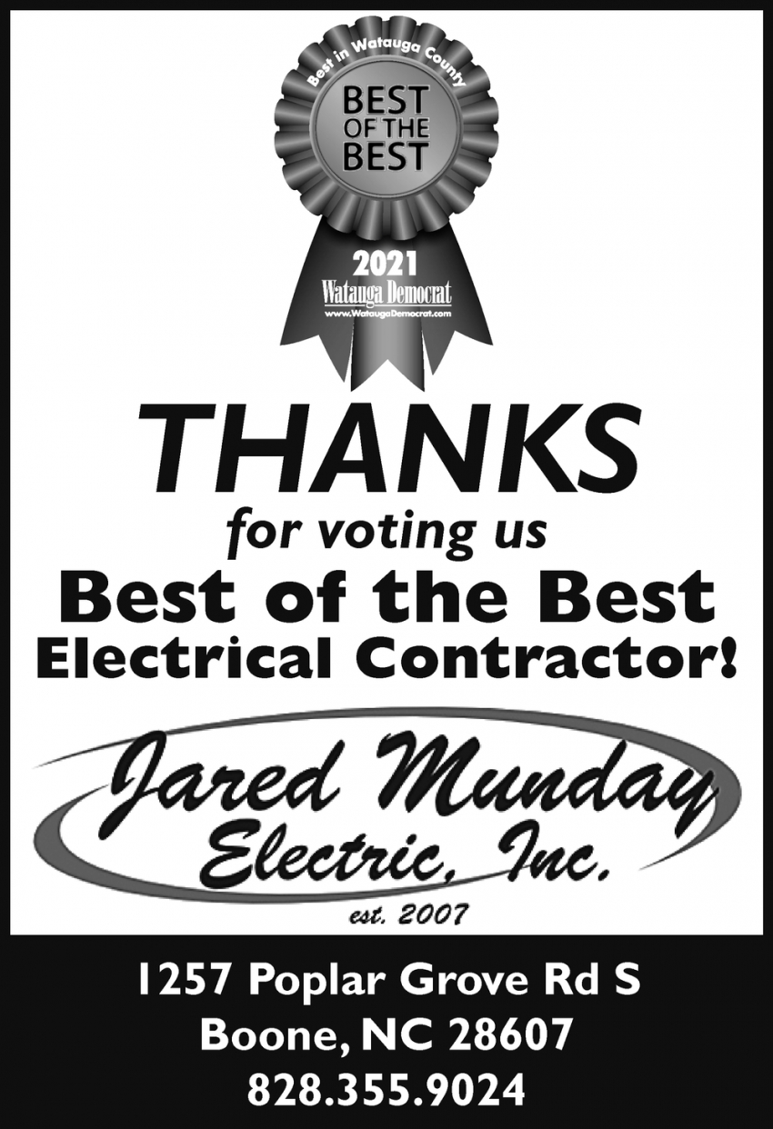 Thanks for Voting Us Best of the Best Electrical Contractor!