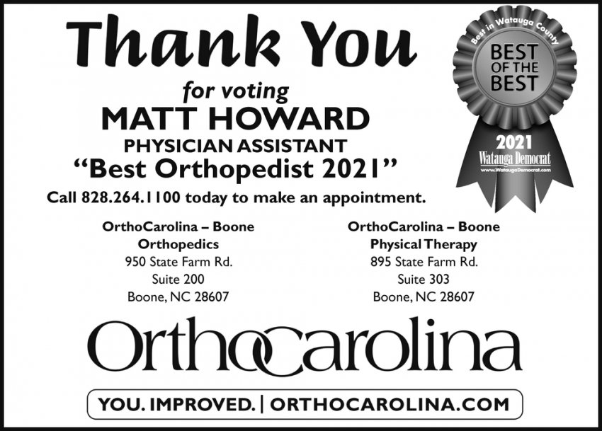 Thank You for Voting Matt Howard Physician Assistant