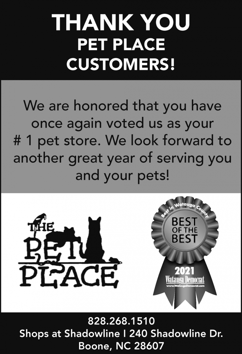 Thank You Pet Place Customers!