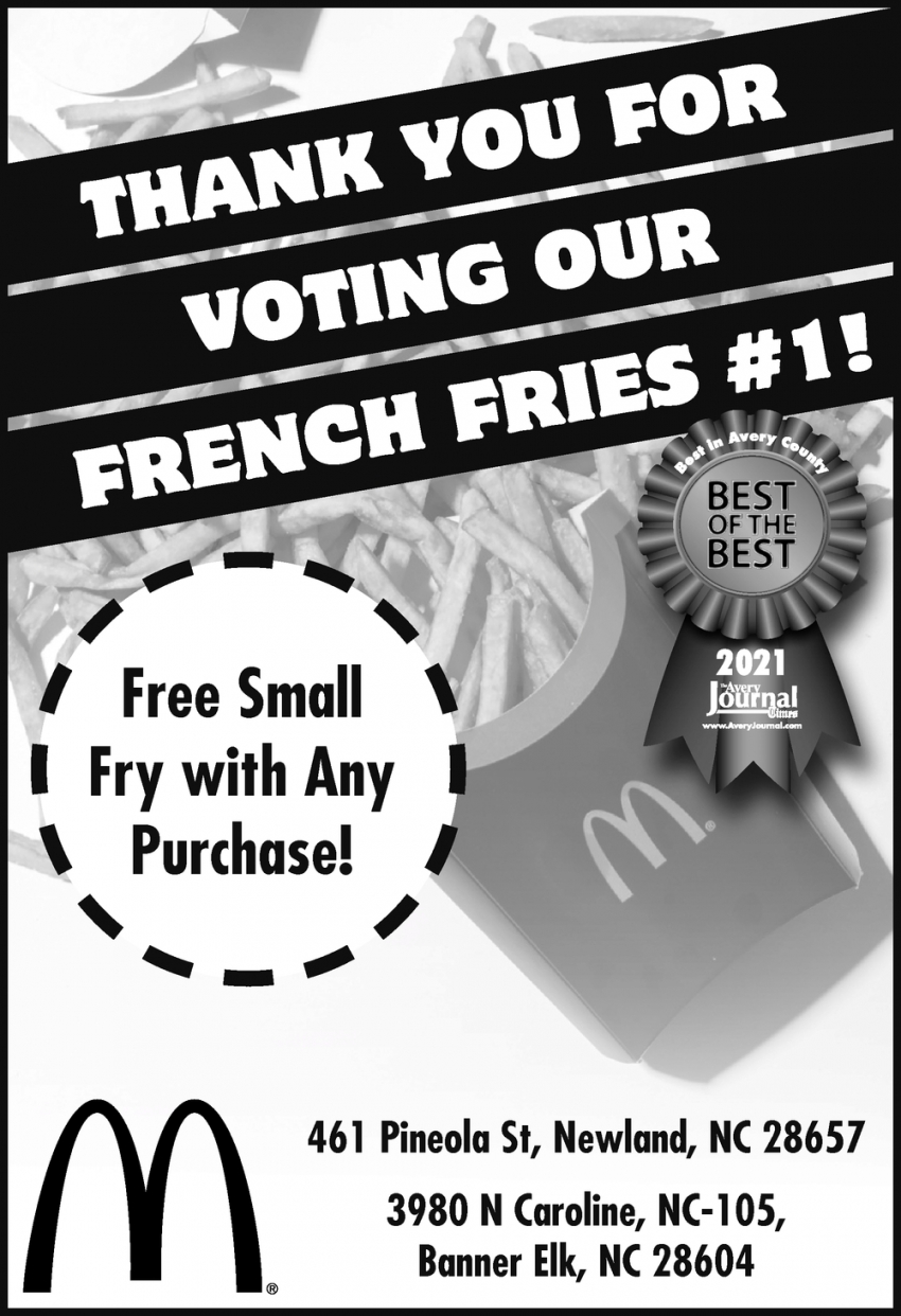 Thank You for Voting Our French Fries #1