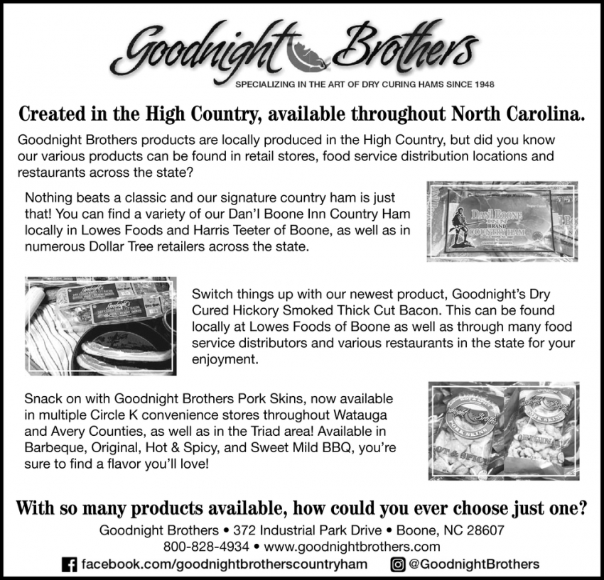 Created In the High Country, Available Throughout North Carolina