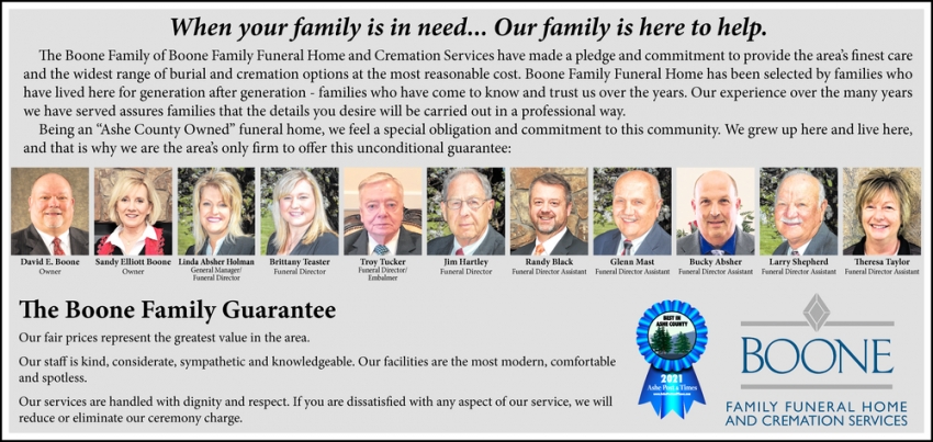 When Your Family IS In Need... Our Family Is Here to Help
