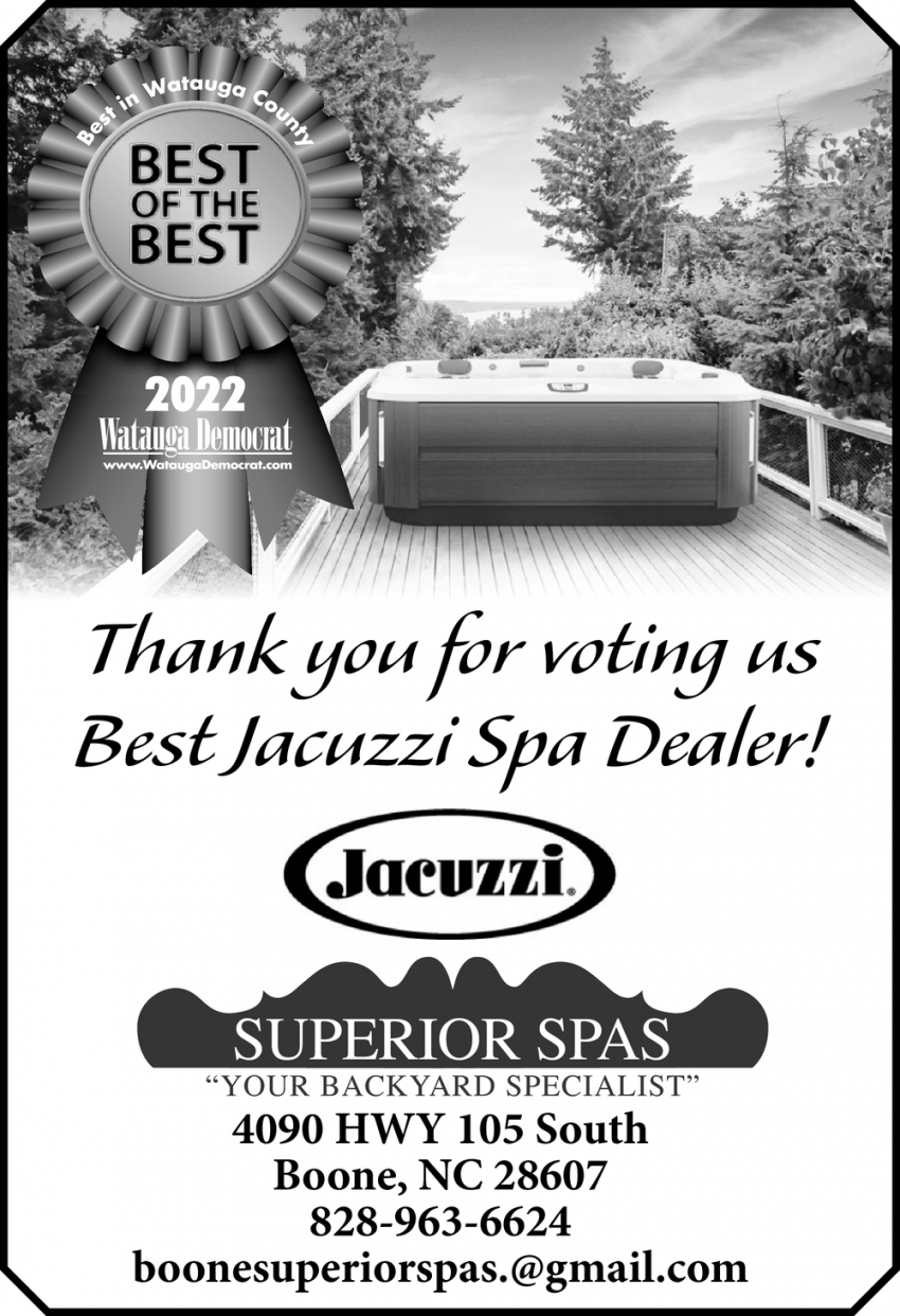 Thank You for Voting Us Best Jacuzzi Spa Dealer!