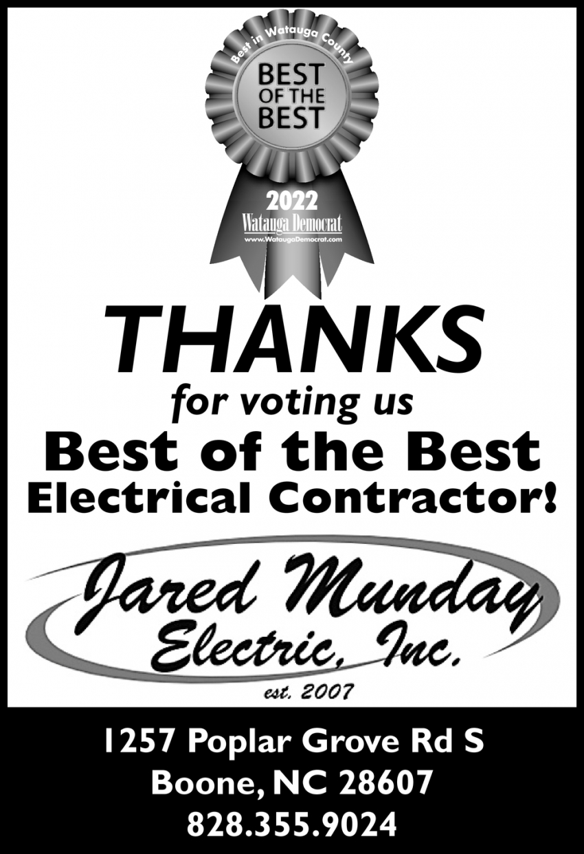 Thanks for Voting Us Best of the Best Electrical Contractor!