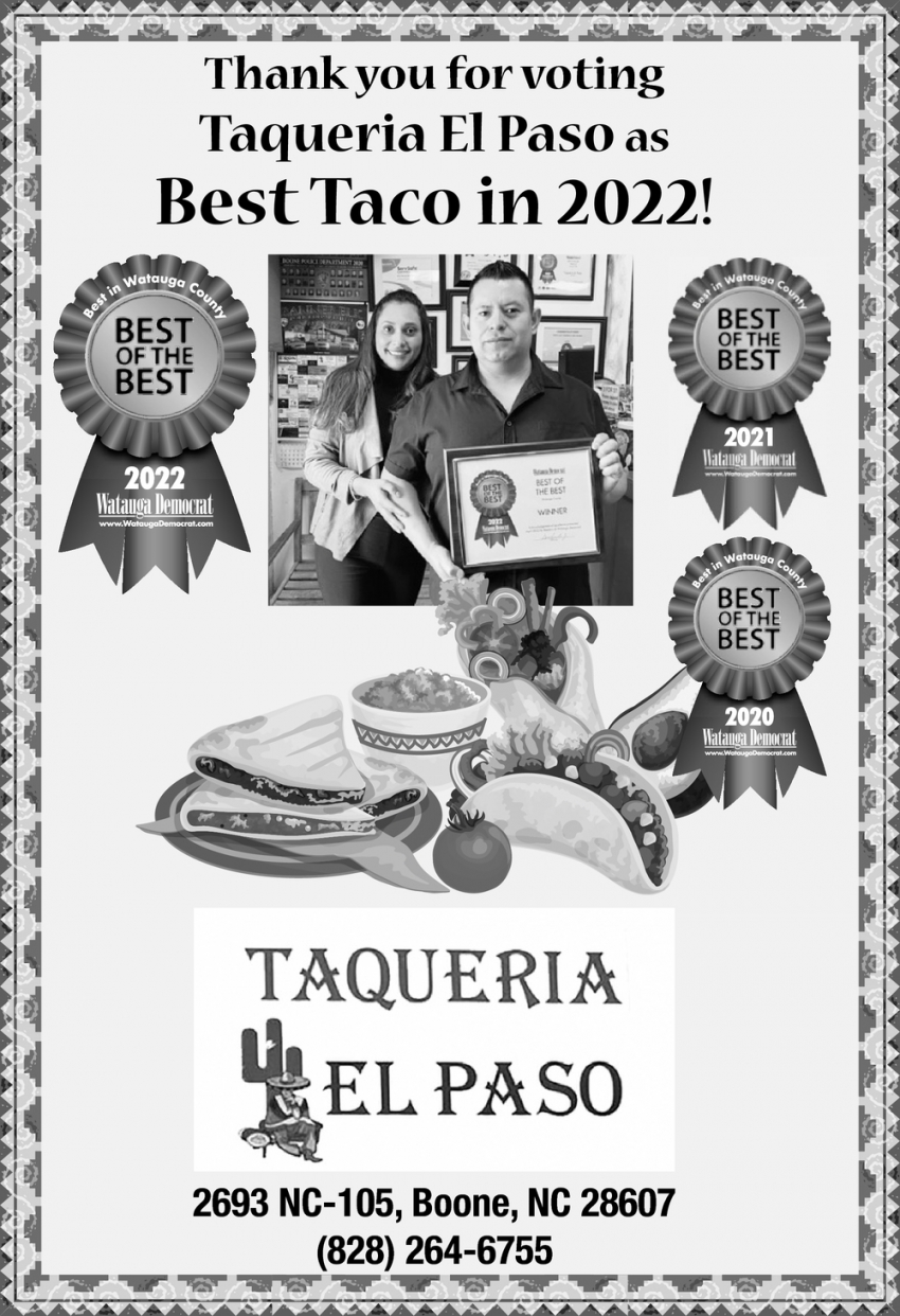 Thank You for Voting Taqueria El Paso as Best Taco in 2022!