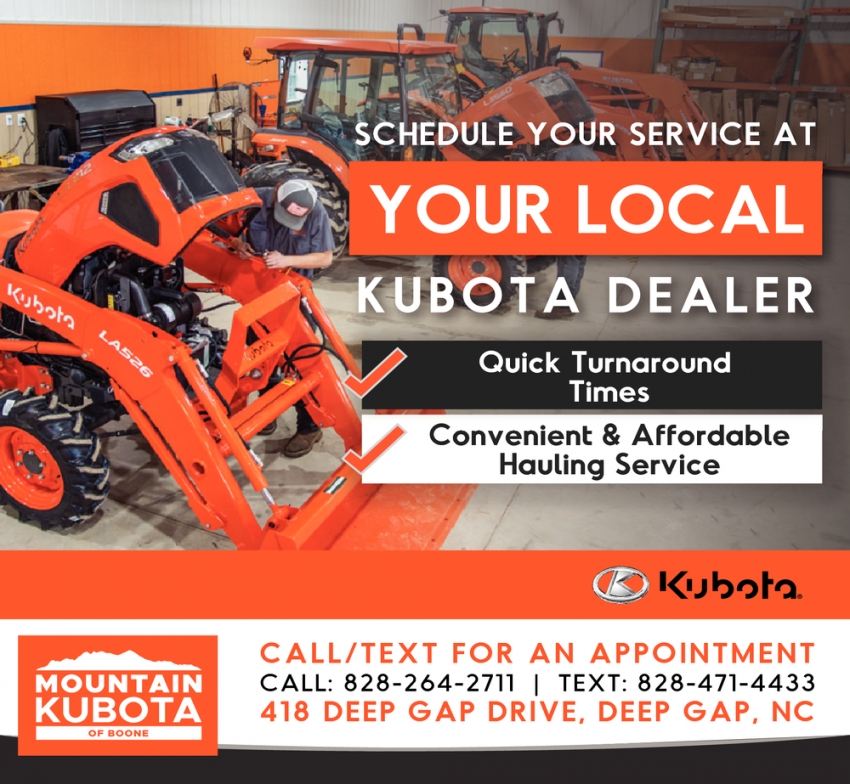Schedule Your Service At Your Local Kubota Dealer