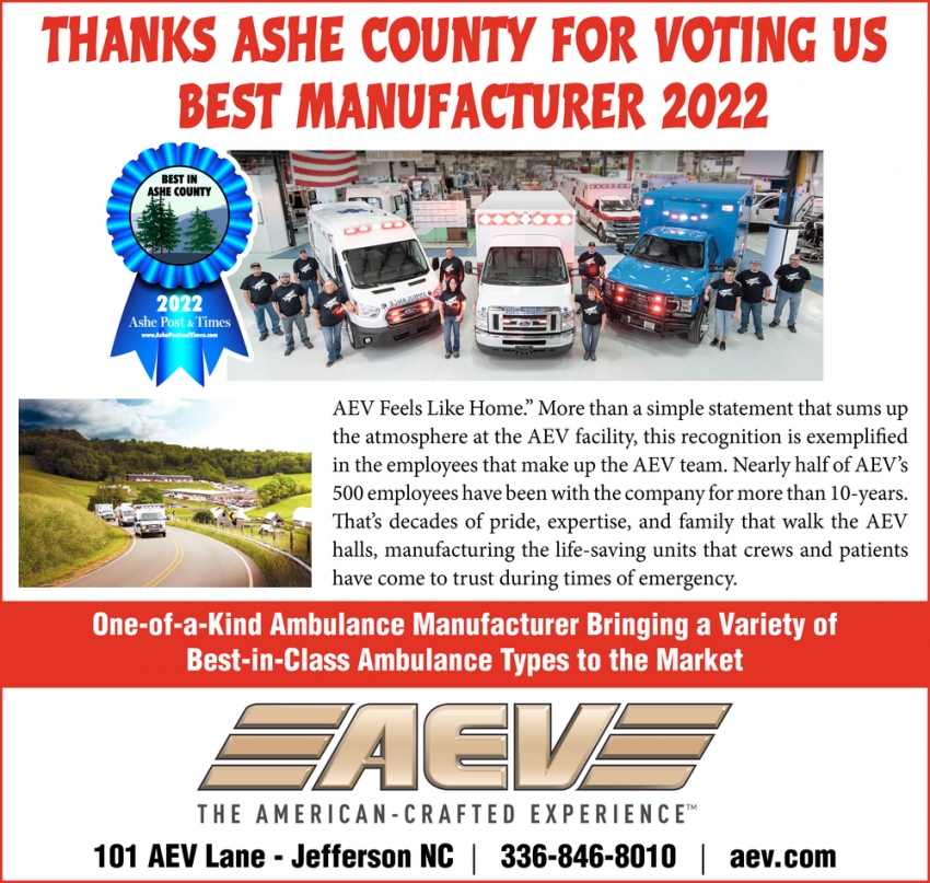 Thanks Ashe County For Voting Us
