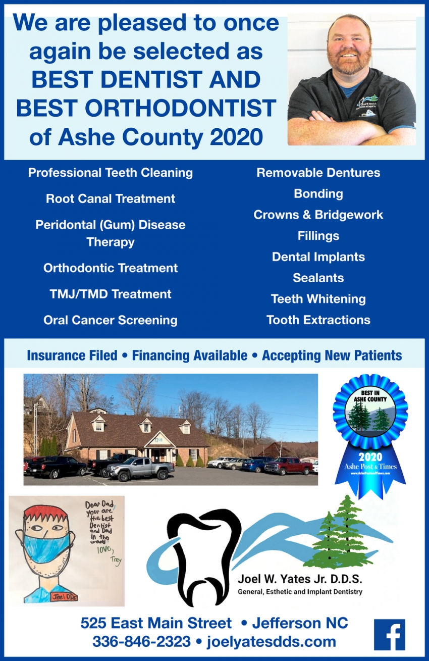 We are Pleased to Once Again be Selected as Best Dentist and Best Orthodontist of Ashe County 2020