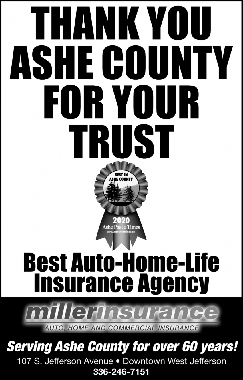 Thank You Ashe County for Your Trust