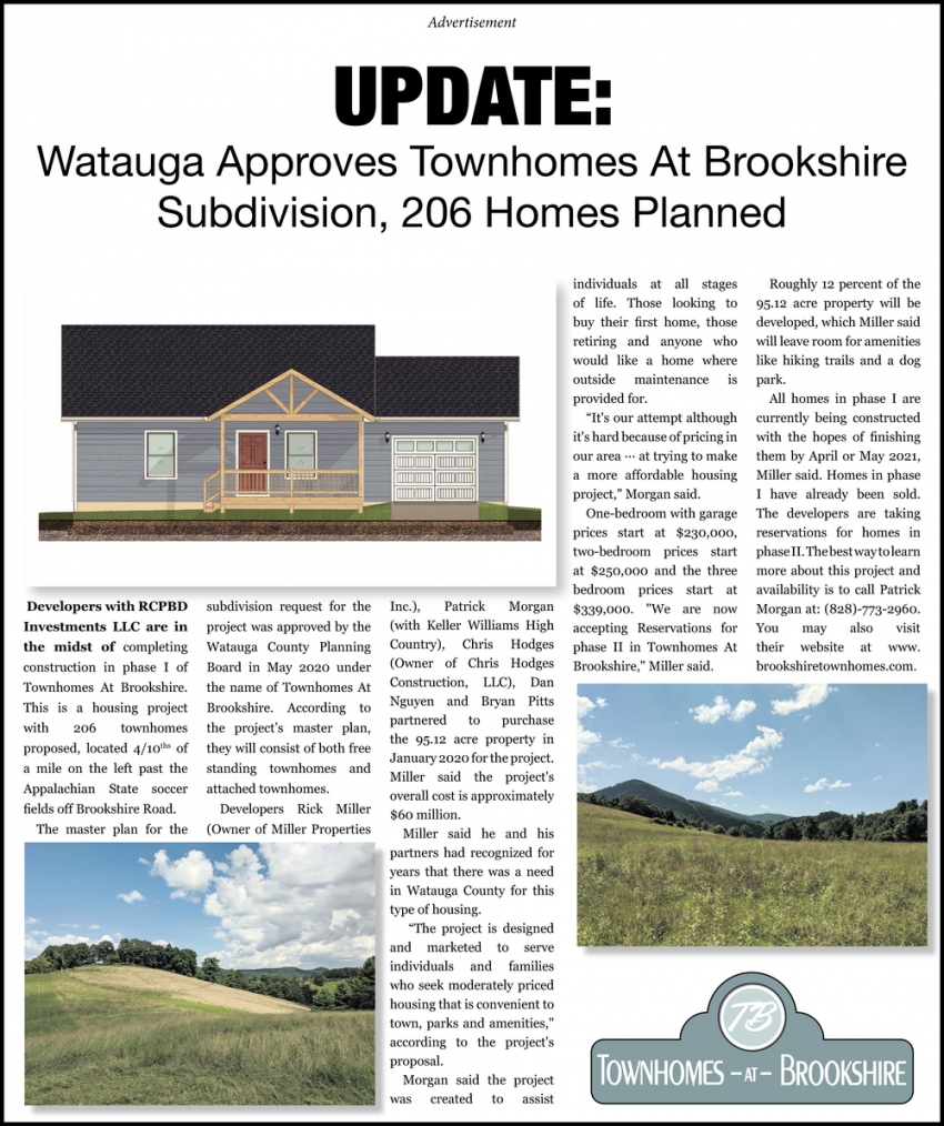 Update: Watauga Approves Townhomes at Brookshire Subdivision, 206 Homes Planned