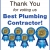 Thank You for Voting Us Best Plumbing Contractor!