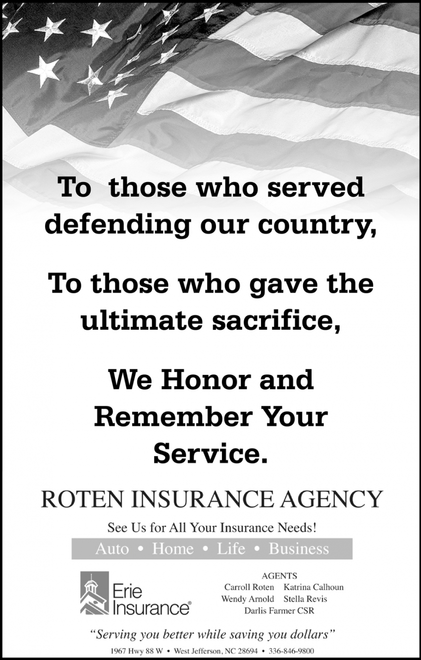 We Honor and Remember Your Service