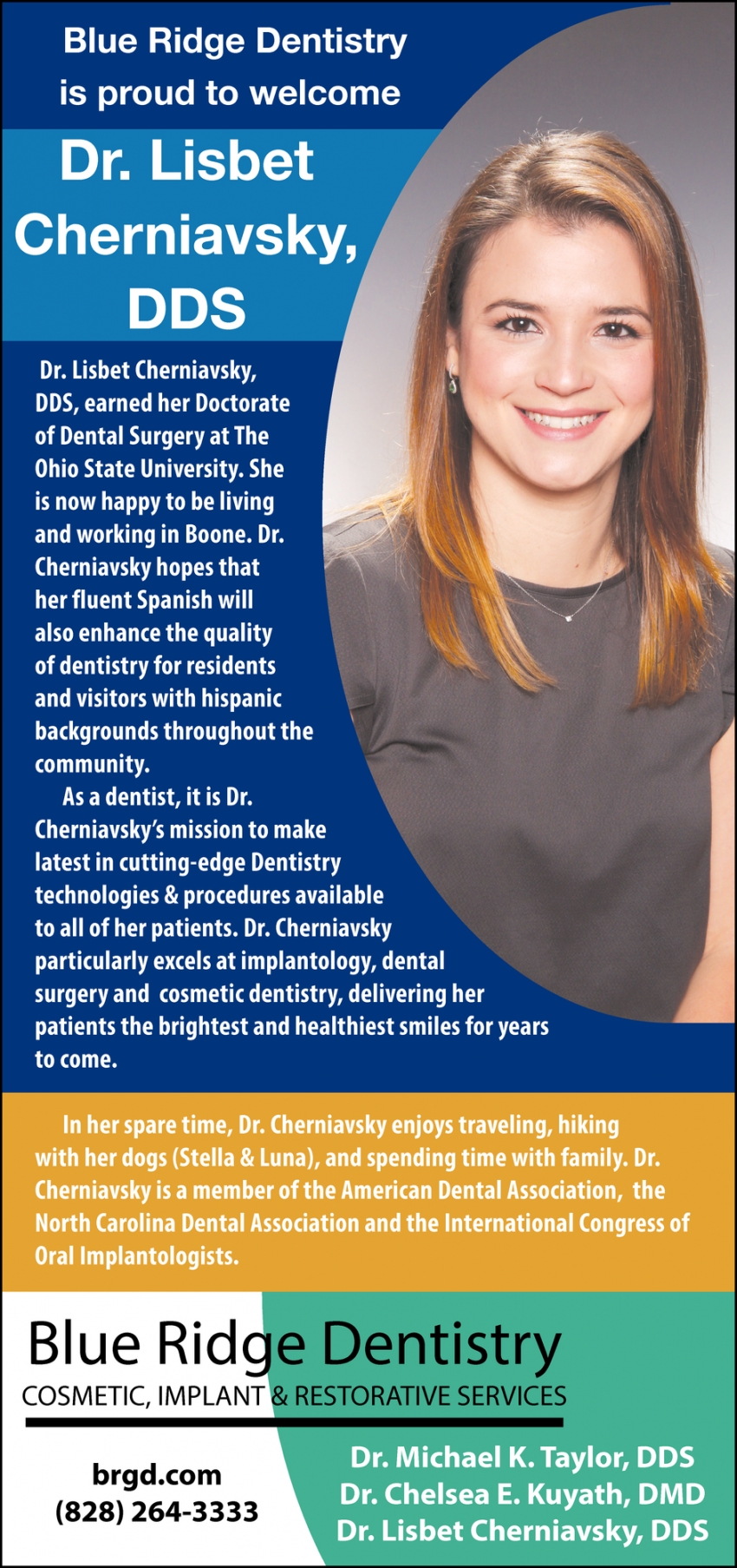 Proud to Welcome Dr. Lisbet Cherniavsky, DDS