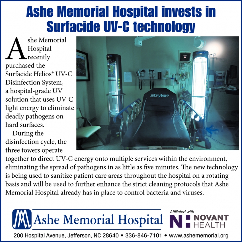 Ashe Memorial Hospital Invests in Surfacide UV-C Technology
