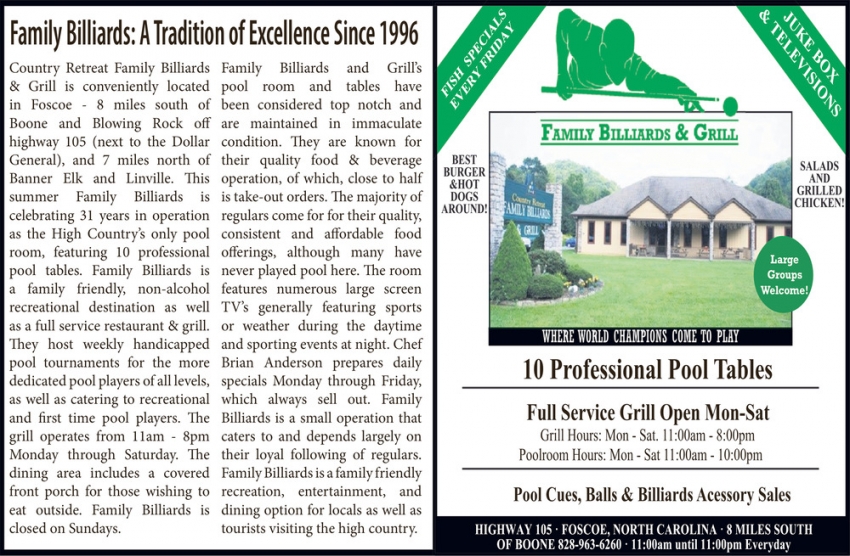 Country Retreat Family Billiards