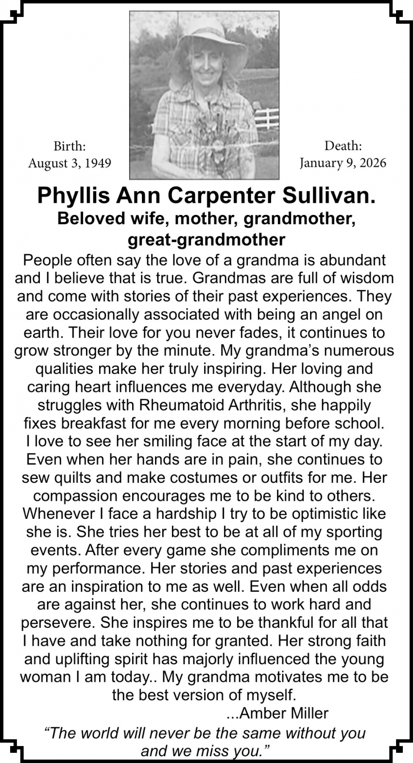 The Family of Phyllis Ann Carpenter Sullivan