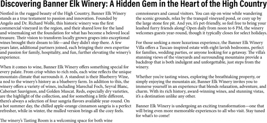 Banner Elk Winery & Villa