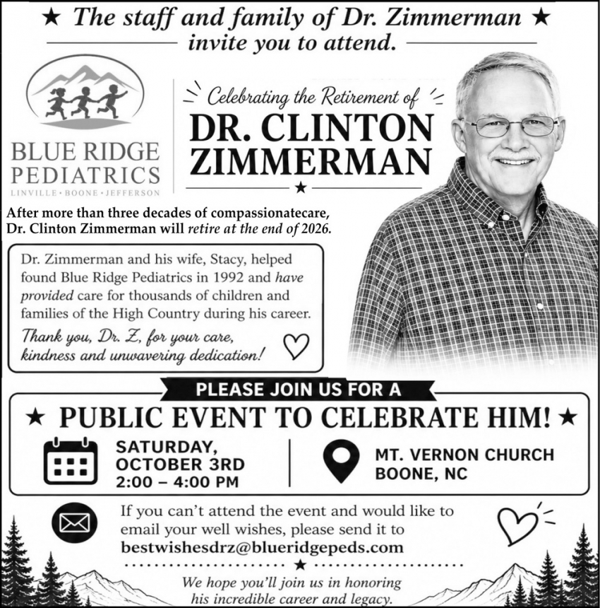 Celebrating The Retirement Of Dr. Clinton Zimmerman (October 3, 2026)