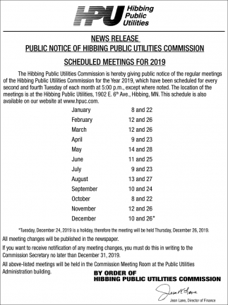 hibbing mn commission utilities city public ads
