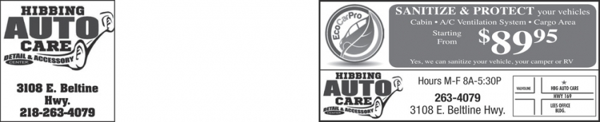 Sanitize & Protect, Hibbing Auto Care, Hibbing, MN