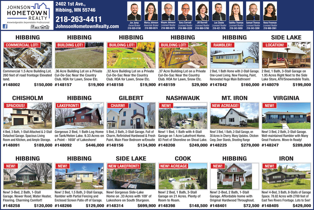 We Are Your Premier Real Estate Experts , Johnson Hometown Realty, Hibbing, MN
