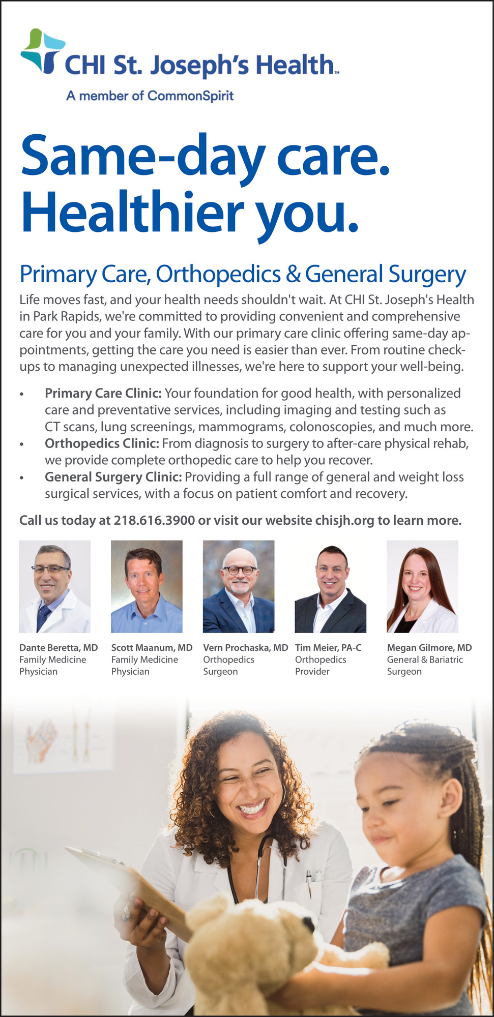 Primary Care, Orthopedics & General Surgery, CHI St. Joseph's Health , Park Rapids, MN