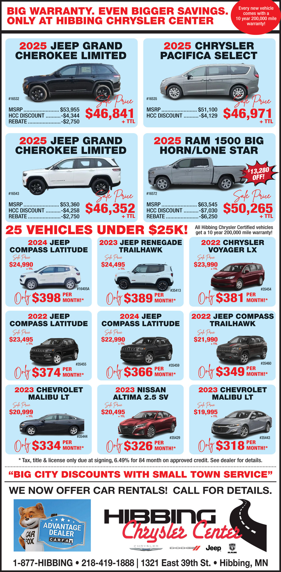 10 Year, 200.000 Mile Warranty Event Starts Now!, Hibbing Chrysler Center, Hibbing, MN