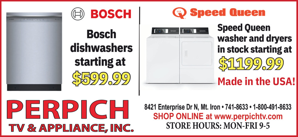 Bosch Dishwashers Starting at $599,99, Perpich TV & Appliance, Mountain Iron, MN