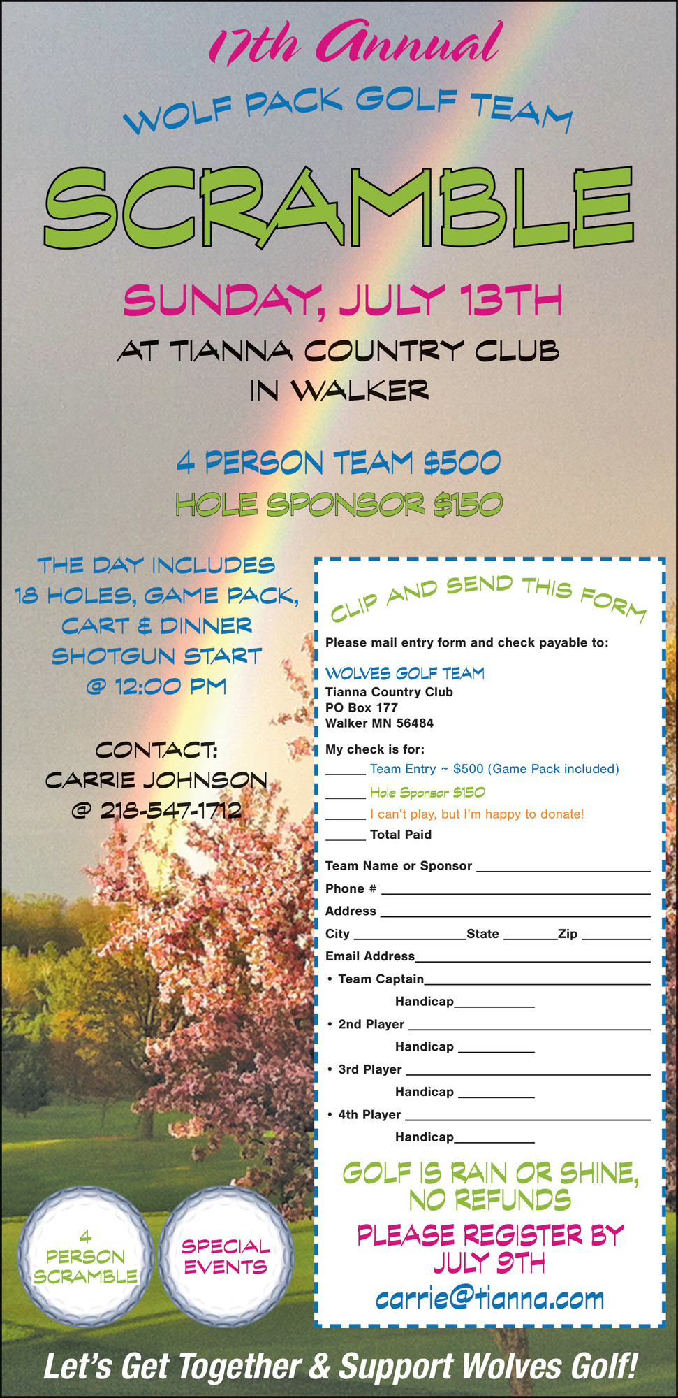 17th Annual Wolf Pack Golf Team, Tianna Country Club, Walker, MN