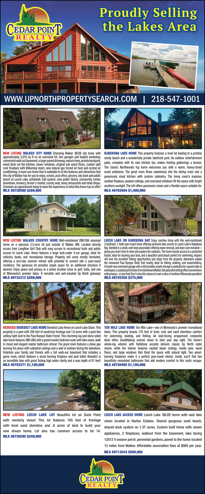Proudly Selling the Lakes Area, Cedar Point Realty, Hackensack, MN