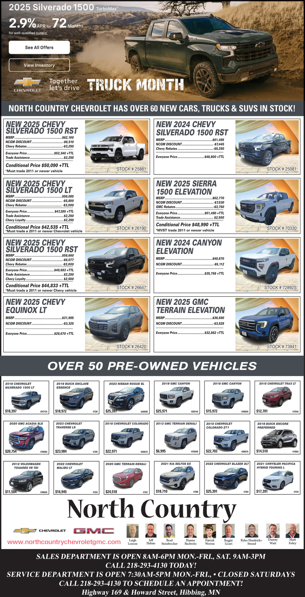 Over 60 Pre-Owned Vehicles, North Country GM, Hibbing, MN