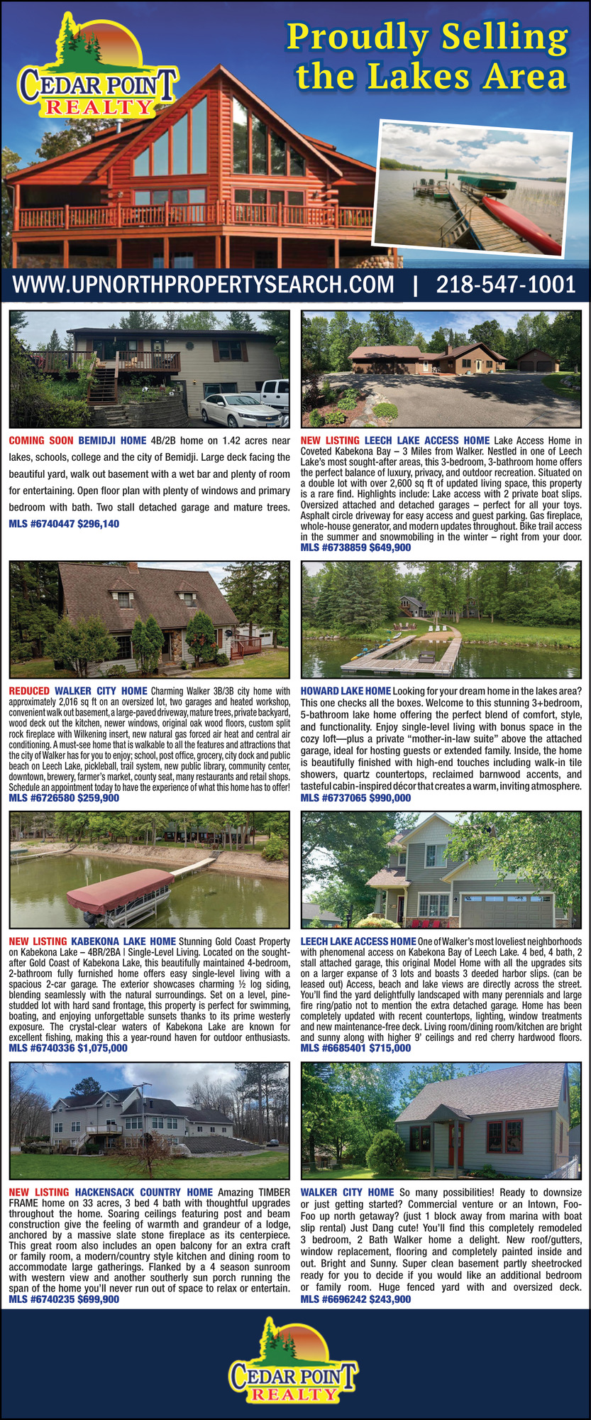 Proudly Selling the Lakes Area, Cedar Point Realty, Hackensack, MN