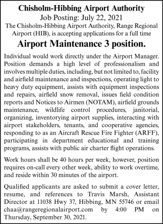 Airport Maintenance 3 Position