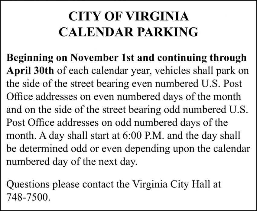 Calendar Parking