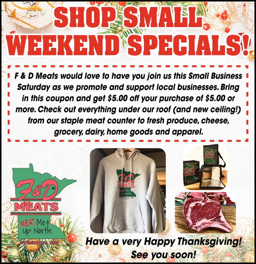 Shop Small Weekend Specials