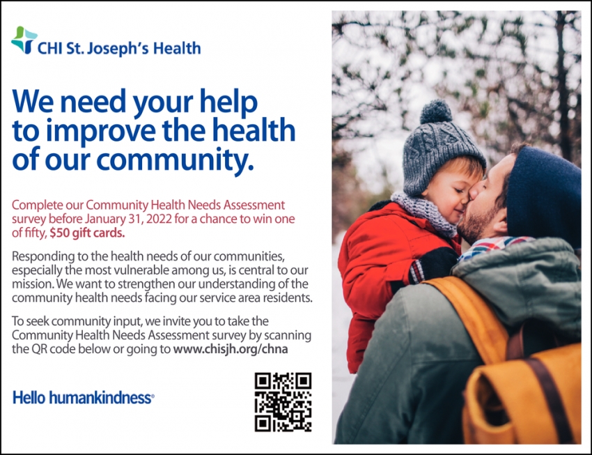 We Need your Help To Improve The Health Of Our Community
