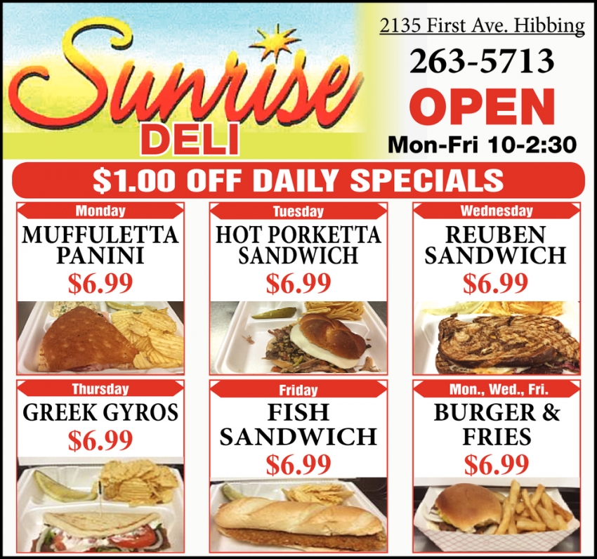$1.00 OFF Daily Specials