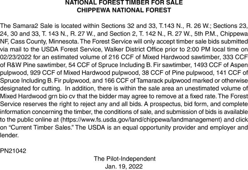 National Forest Timber For Sale