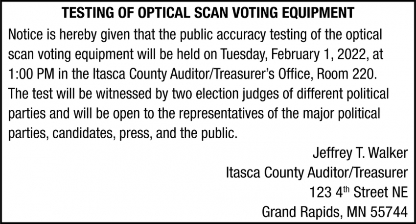 Testing Of Optical Scan Voting Equipment